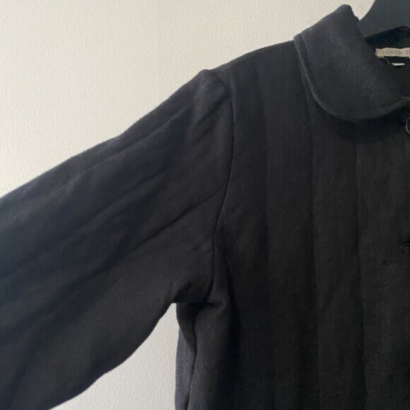 LINENIDstudio Ctom Made Black Quilted Linen Padded Jacket With Pockets - Picture 9 of 9